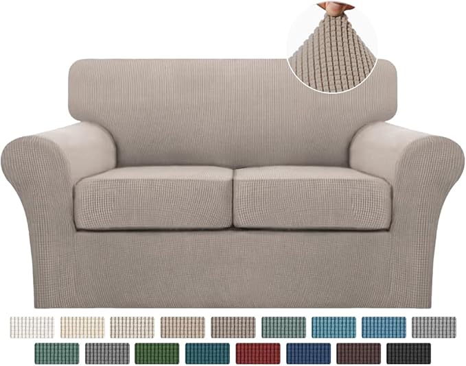 Turquoize 3 Piece Sofa Covers for 2 Cushion Couch Sofa Slipcover Soft Couch by Turquoize