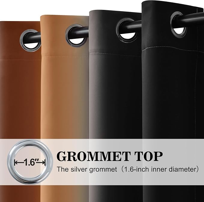 Yakamok Blackout Ombre Burnt Orange and Black Curtains-Gradient Room Darkening - Image 3
