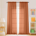 Orange Sheer Curtains for Window 96 Inches Long 2 Panels Set, Soft Airy Light by Home