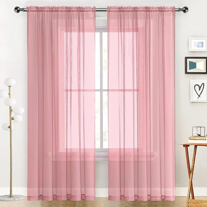 SpaceDresser Sheer Voile Window Treatment Rod Pocket Curtain Panels by SpaceDresser