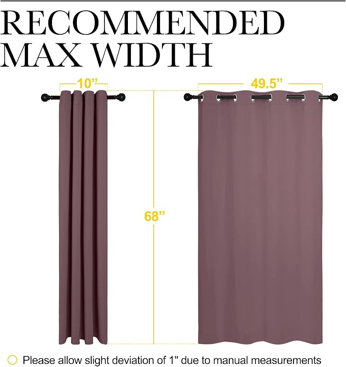 NICETOWN Bedroom Curtain Panels Blackout Draperies, Dry Rose, 1 Pair, 55 by - Image 7