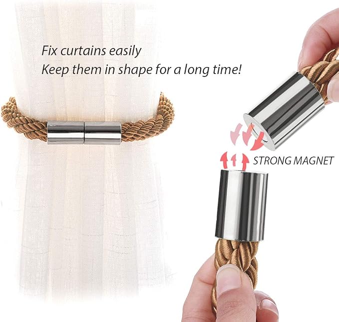 NICEEC 4 Pack Strong Magnetic Curtain Tiebacks Modern Simple Style Drape Tie - Image 4
