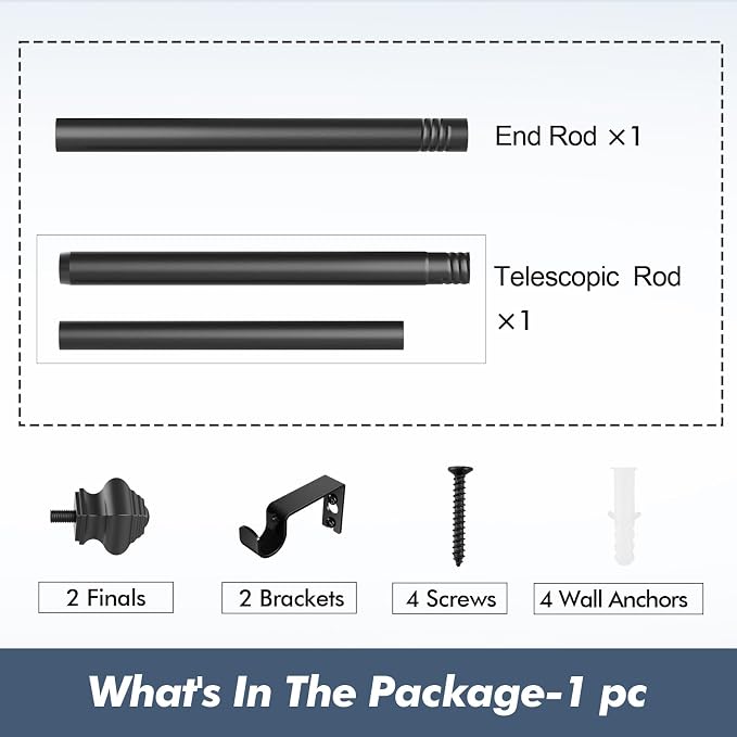 Curtain Rods for Windows 35-47 inch, 5/8 inch Matte Black Curtain Rod - Image 6