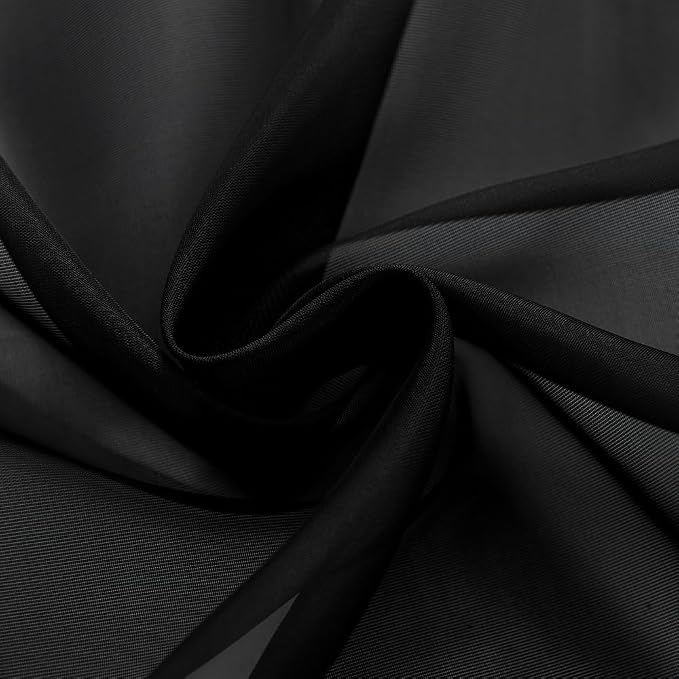 SpaceDresser Black Sheer Curtains 4 Panels Rod Pocket Semi-Sheer Curtain 96 - Image 6