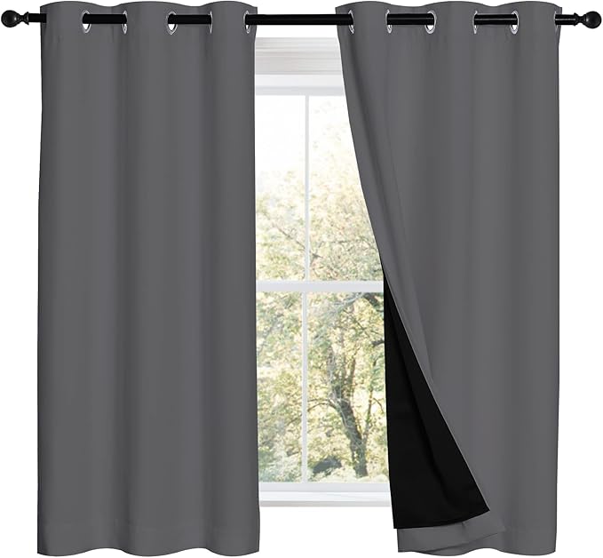 NICETOWN Grey 100% Blackout Curtains 2 Panels by NICETOWN