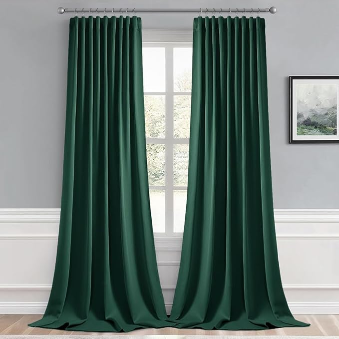 MIULEE Christmas Hunter Green Back Tab Blackout Curtains 108 Inch Long 2 Panels - Image 9