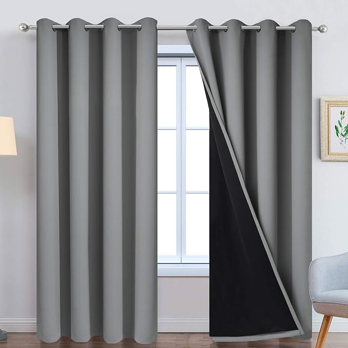 Yakamok 100% Blackout Curtains 84 Inches Long, 2 Thick Layers Heat and Full by Yakamok