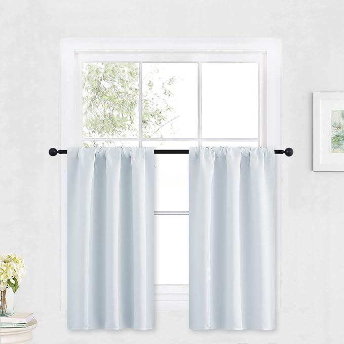 RYB HOME Kitchen Curtains Over Sink 36 inch Length, Rod Pocket Summer Light UV by RYBHOME