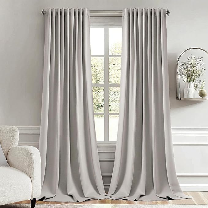 MIULEE Stone Back Tab Blackout Curtains 120 Inch Long 2 Panels Set by MIULEE