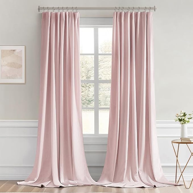 MIULEE Baby Pink Back Tab Blackout Curtains 120 Inch Long 2 Panels Set - Image 9