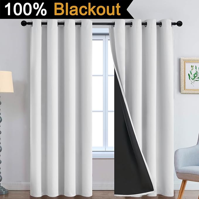 Yakamok 100% Blackout Curtains 84 Inches Long, 2 Thick Layers Heat and Full - Image 2