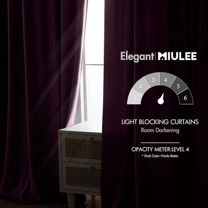 MIULEE Dark Purple Velvet Curtains 96 inches - Image 5