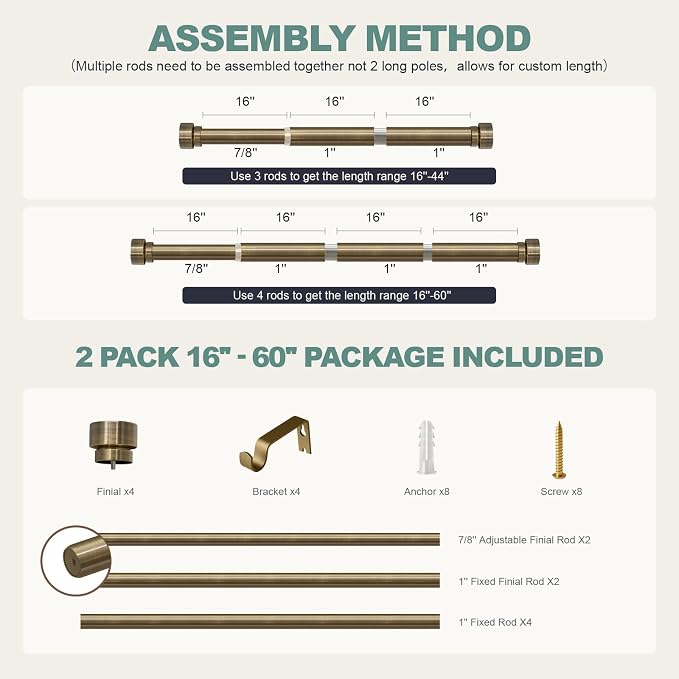 Lootkell 2 Pack Bronze Curtain Rods - Image 9