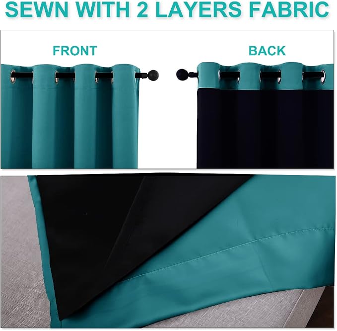 NICETOWN 100% Blackout Blinds, Peacock Teal, Laundry Room Decor Window - Image 5