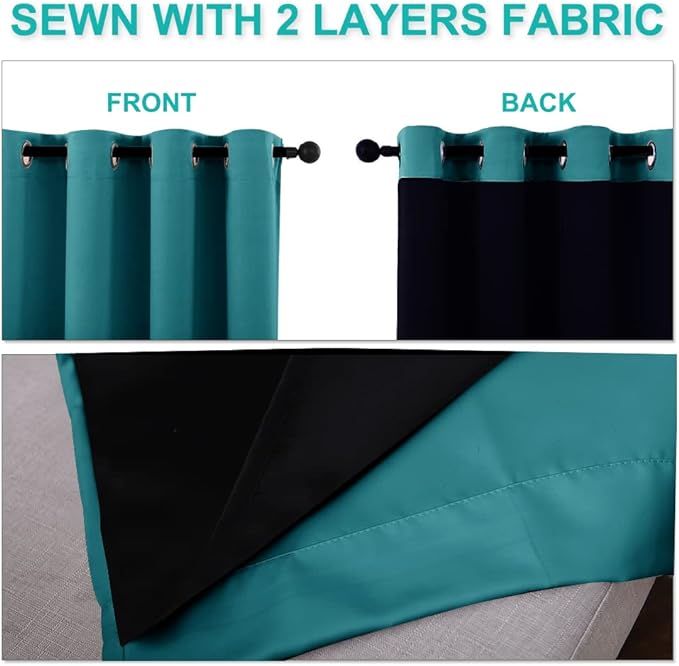 NICETOWN 100% Blackout Curtains 57 inches Long, Double-Deck Completely Blackout - Image 5