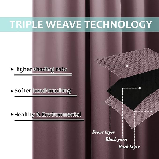 NICETOWN Full Shading Curtains 90 inches Long 2 Panels Set - Image 6