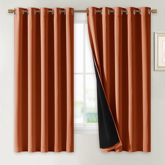 NICETOWN Burnt Orange 100% Blackout Lined Curtains, 2 Thick Layers Completely by NICETOWN