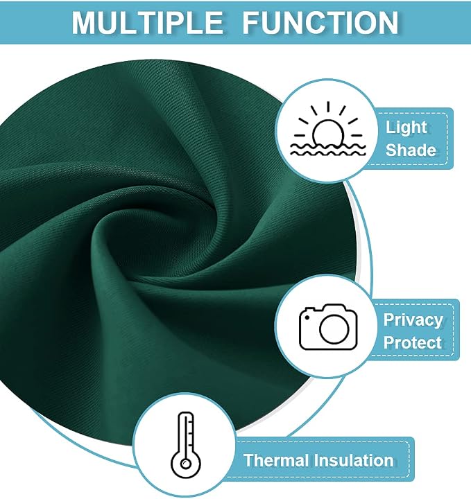RYB HOME Short Hunter Green Blackout Curtains - Image 5