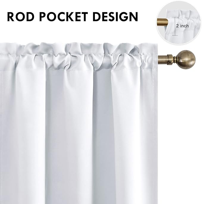 DWCN Greyish White Room Darkening Blackout Curtains - Image 4