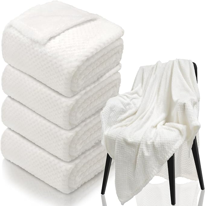 4 Pack Fleece Throw Blankets 50x60 Inches by Tewloss