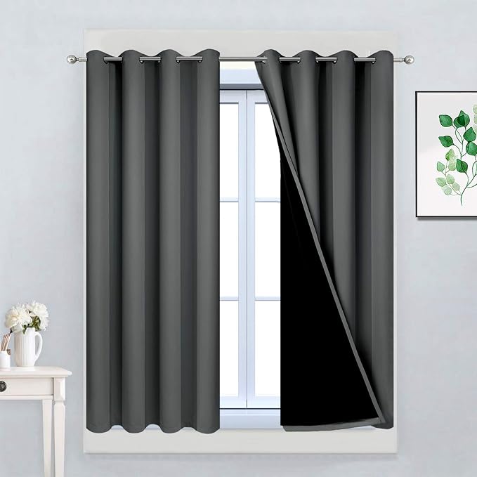 Yakamok Dark Gray 100% Blackout Curtains, Energy Saving Thermal Insulated 2 by Yakamok