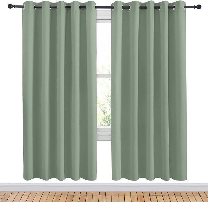 NICETOWN Greyish Green Blackout Draperies Curtains - Image 2