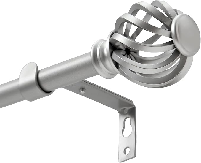 Luvenia Silver Decorative Curtain Rods, Adjustable Curtain Rod by Luvenia