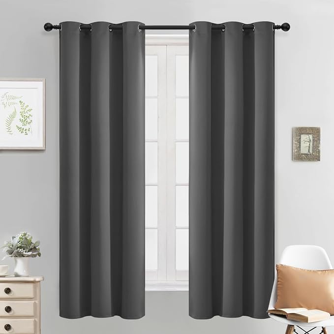 Yakamok Blackout Grey Curtains for Bedroom/Living Room Thermal Insulated by Yakamok