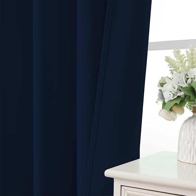 CUCRAF Navy Blue Blackout Curtains 96 inch Length 2 Panels Set, Rod Pocket Room - Image 6