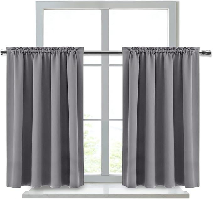 DWCN Short Grey Blackout Curtains - Image 8