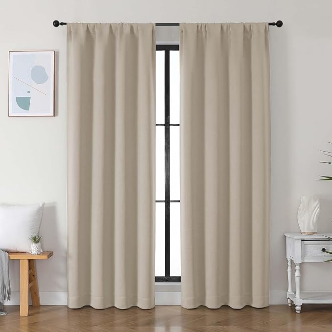 Simplebrand Ava Biscotti Beige Blackout Curtains by Simplebrand