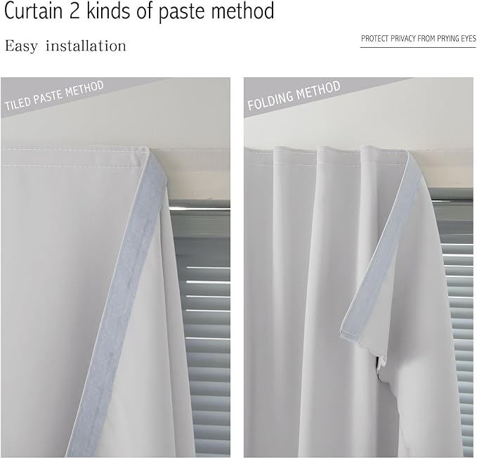 Blackout Curtains for Bedroom Sticky Curtain Blackout Window Cover Self - Image 6