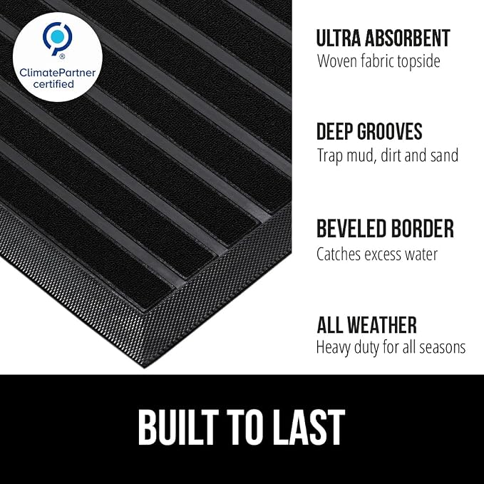 GORILLA GRIP 100% Waterproof All-Season WeatherMAX Doormat US Designed Natural - Image 2