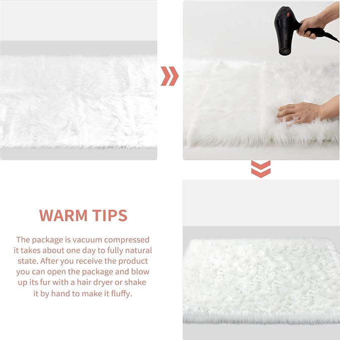 Ciicool Ultra Soft Faux Sheepskin Fur Rug Fluffy Rug - Image 8