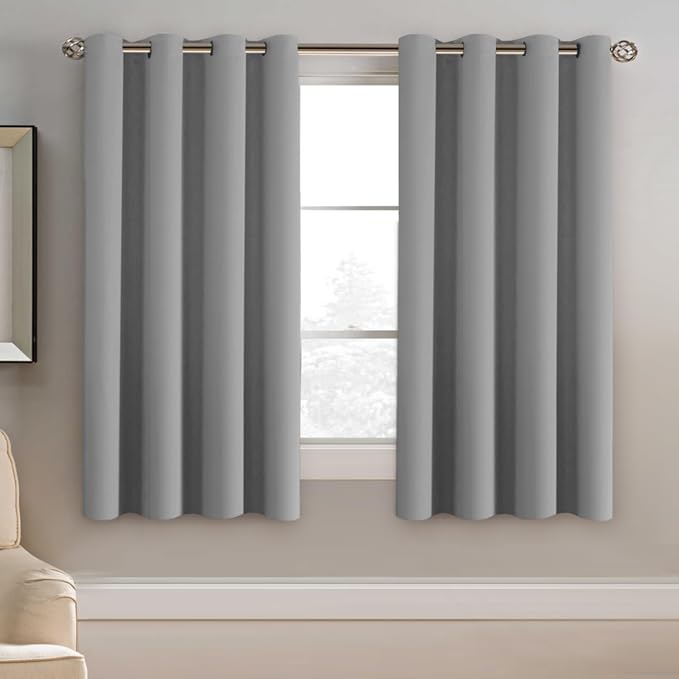 H.VERSAILTEX Blackout Grey Curtains 63 Inch Length Curtains by HVERSAILTEX