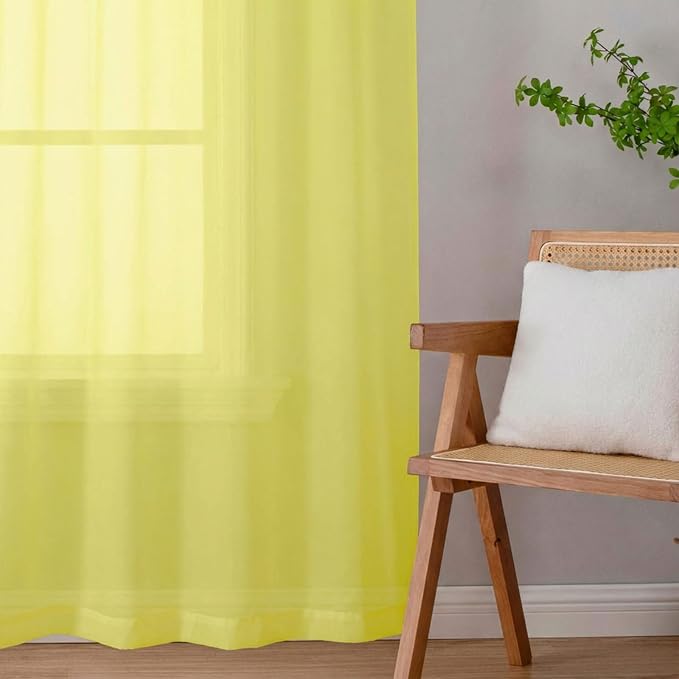 Sheer Curtains 63 Inch Length 2 Panels Set - Image 9
