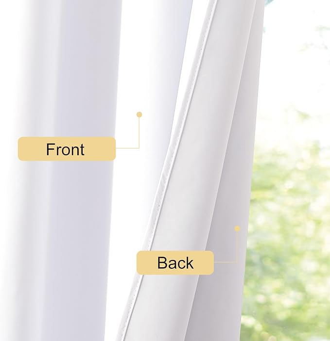 NICETOWN Bedroom 100% Blackout Curtains, 2 Panels, 42 by 48, Snow White - Image 6
