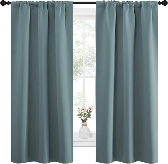 NICETOWN Greyish Blue Blackout Curtains Panels - Image 2