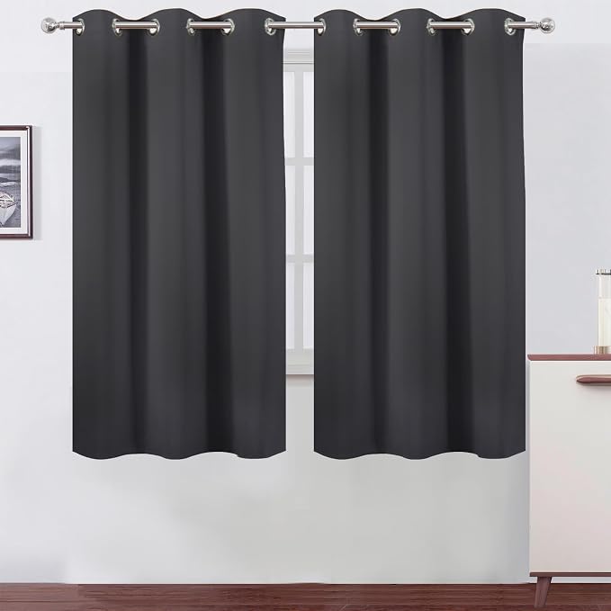 LEMOMO Dark Grey Thermal Blackout Curtains/38 x 63 Inch/Set of 2 Panels Room by Lemomo
