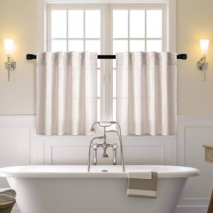 MIULEE Farmhouse Kitchen Curtains 36 Inch Length 2 Panels, Soft Thick Linen - Image 2