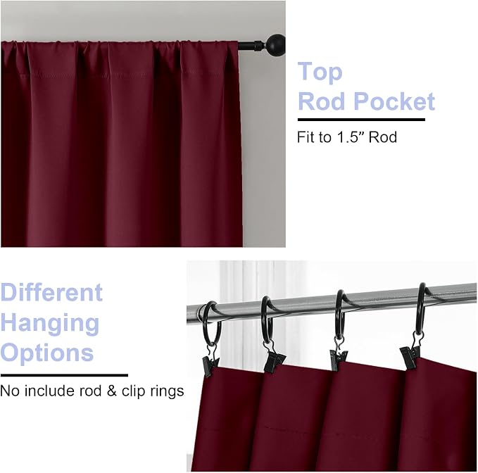 Simplebrand Ava Burgundy Blackout Curtains - Image 4