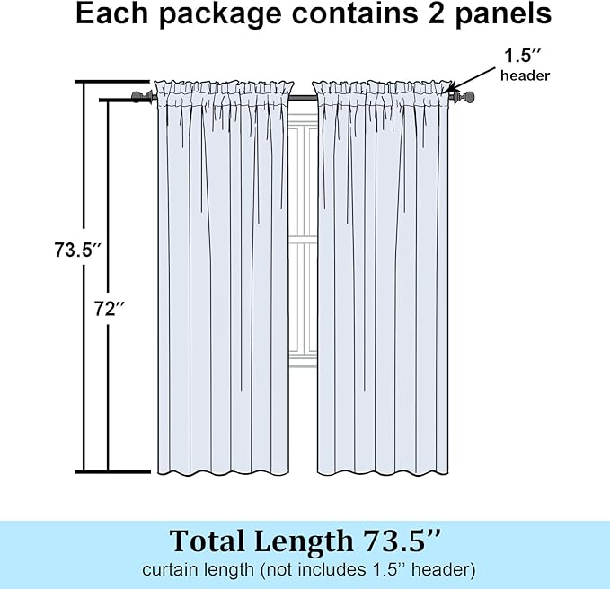 Simplebrand Black Sheer Curtains 72 Inch Length 2 Panels - Image 7