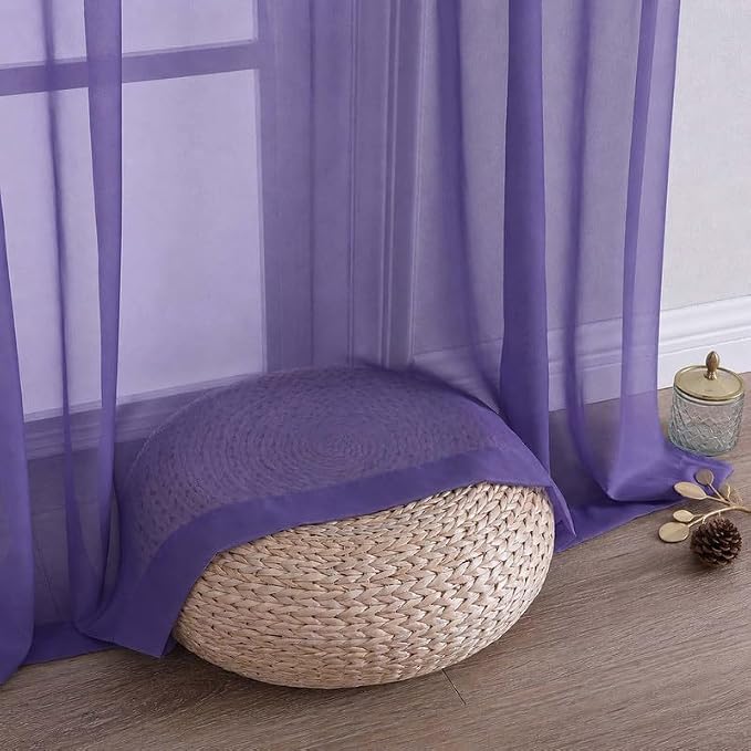 Purple Sheer Curtains 72 Inches Long 2 Panels - Image 6