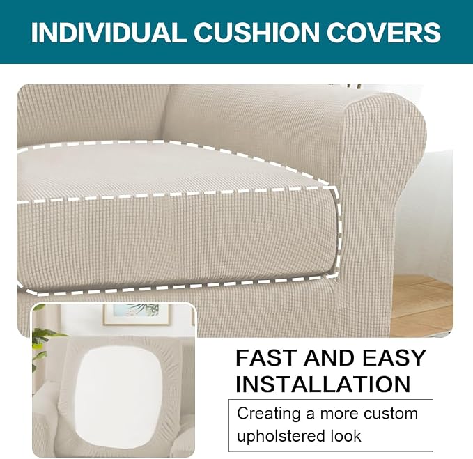 Turquoize 2 Piece Chair Covers Armchair Slipcovers - Image 5
