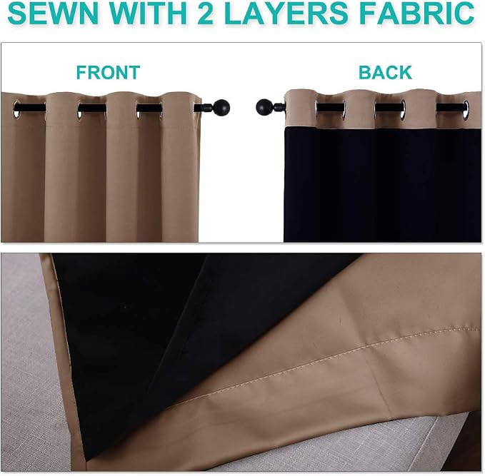 NICETOWN 100% Blackout Curtains Thermal, Noise Reduction and Privacy Curtains - Image 5