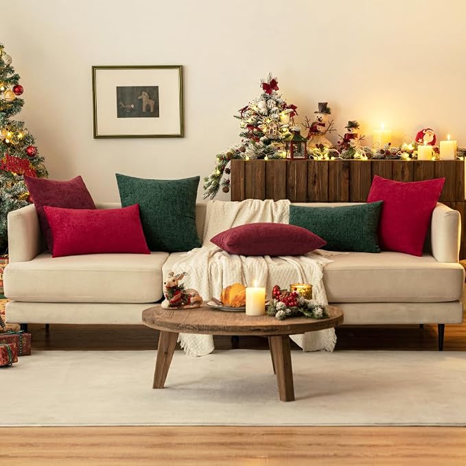 MIULEE Pack of 2 Red Couch Throw Pillow Covers 20x20 Inch Soft Polyester - Image 8
