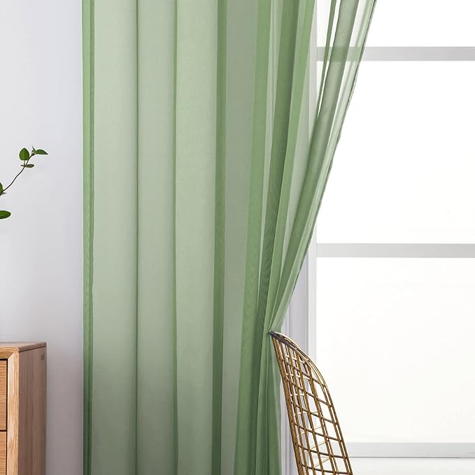 MIULEE 2 Panels Solid Color Sheer Window Curtains Elegant Window Voile - Image 5