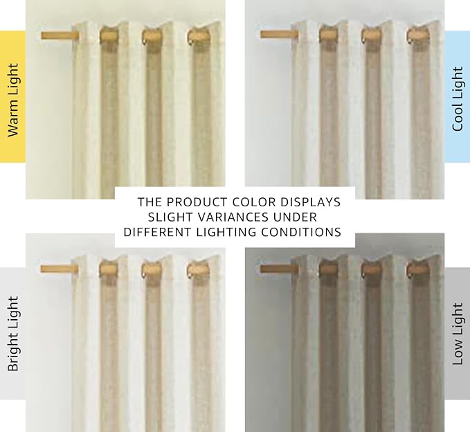 NICETOWN Natural Linen Curtains 84 inch Long 2 Panels Set, Grommet Top Thick - Image 2