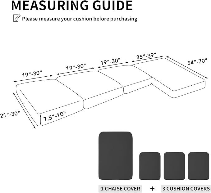 Easy-Going Stretch 4 Pieces Couch Cushion Covers - Image 2