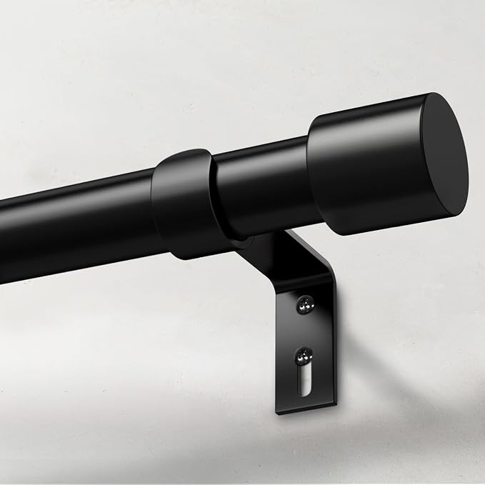 IFELS Heavy Duty Curtain Rods for Windows 48 to 84 Inch, 1 Inch Black Curtain by IFELS